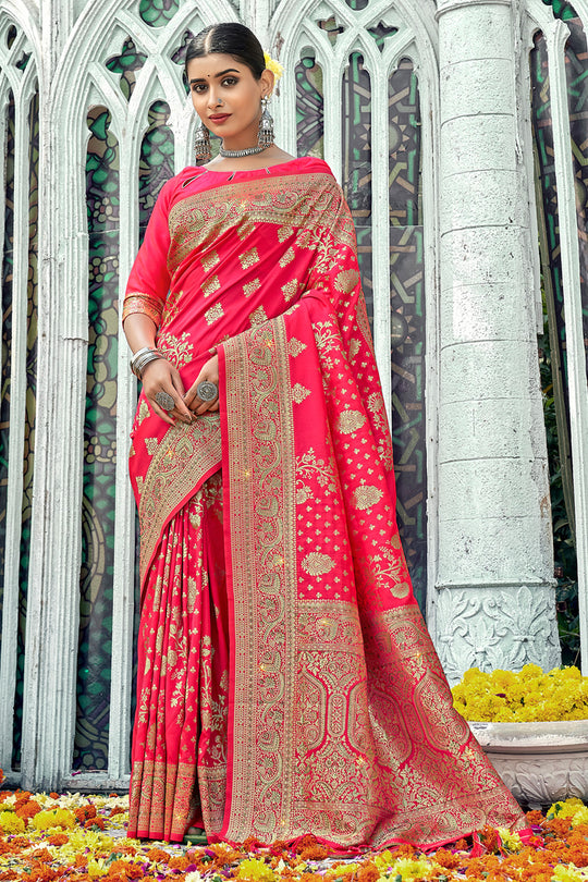 Fuscia Pink Banarasi Saree