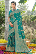 Teal Green Banarasi Saree