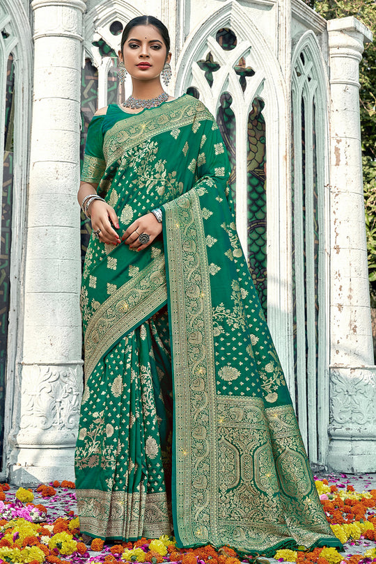 Rama Green Banarasi Saree