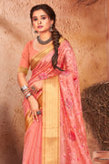 Flamingo Pink Organza Saree