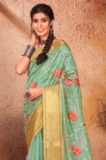 Seafoam Green Organza Saree