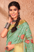Seafoam Green Organza Saree