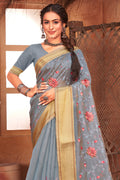 Coin Grey Organza Saree