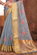 Coin Grey Organza Saree