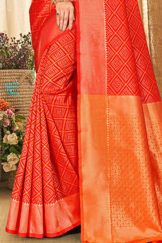Aerospace Orange Patola Silk Saree