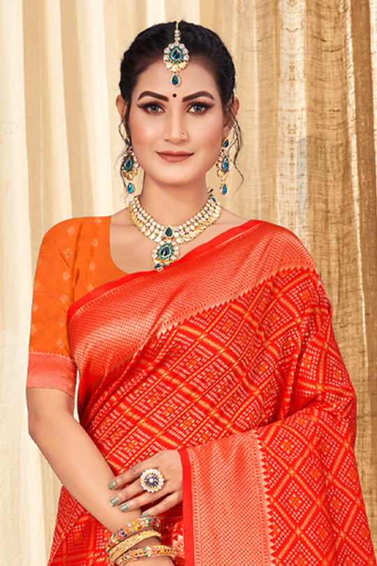 Aerospace Orange Patola Silk Saree