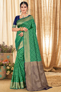 Green And Blue Patola Silk Saree