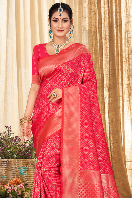 Taffy Pink Patola Silk Saree