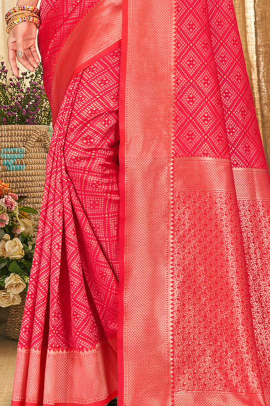 Taffy Pink Patola Silk Saree