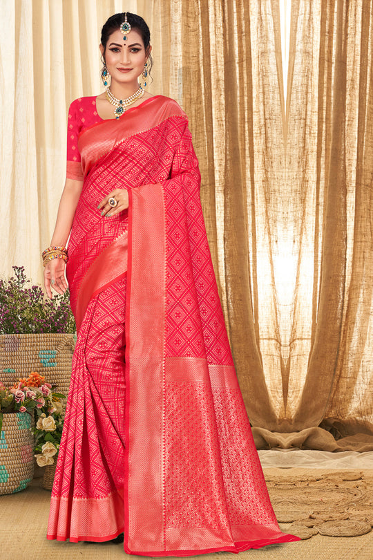 Taffy Pink Patola Silk Saree