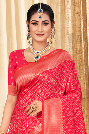 Taffy Pink Patola Silk Saree