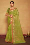 Lime Green Banarasi Saree