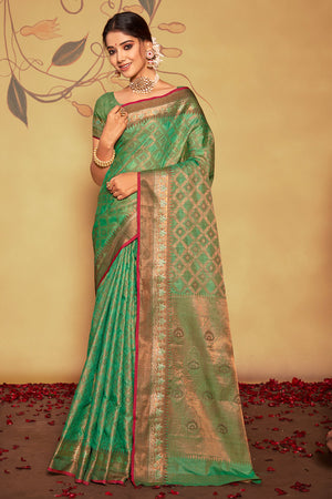 Seafoam Green Banarasi Saree