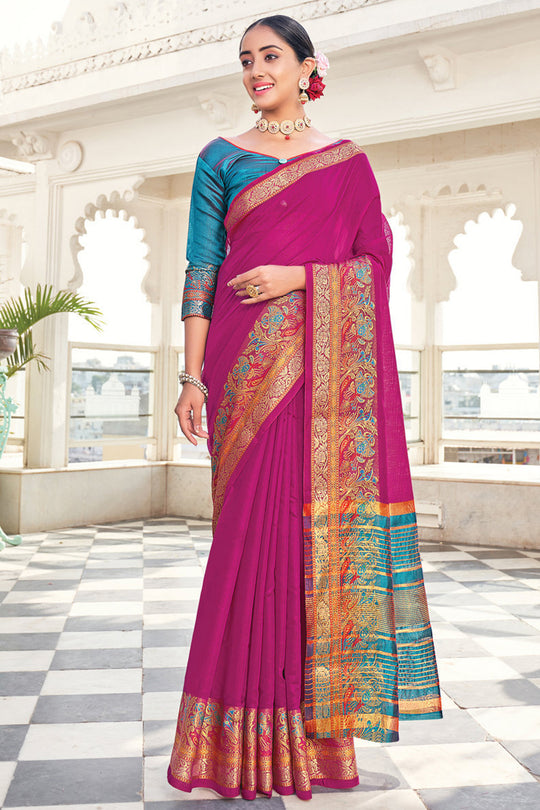 purple cotton saree
