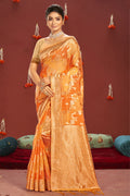 orange yellow cotton saree