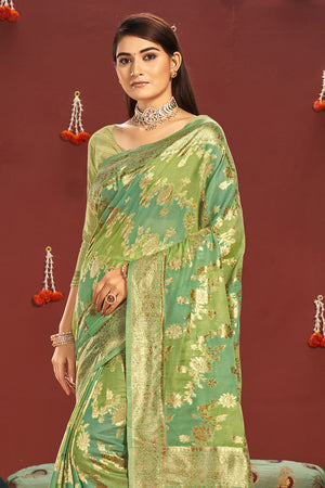 green cotton saree