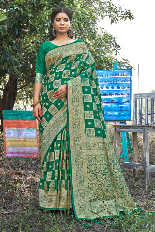 Emerald Green Banarasi Saree