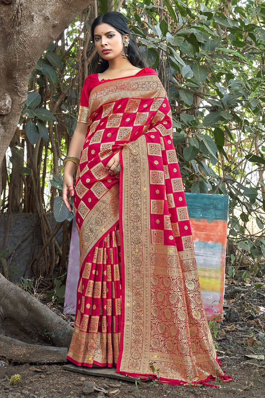 Brick Red Banarasi Saree