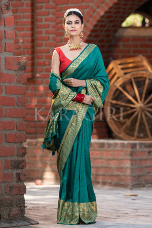 Pine Green Mysore Silk Saree