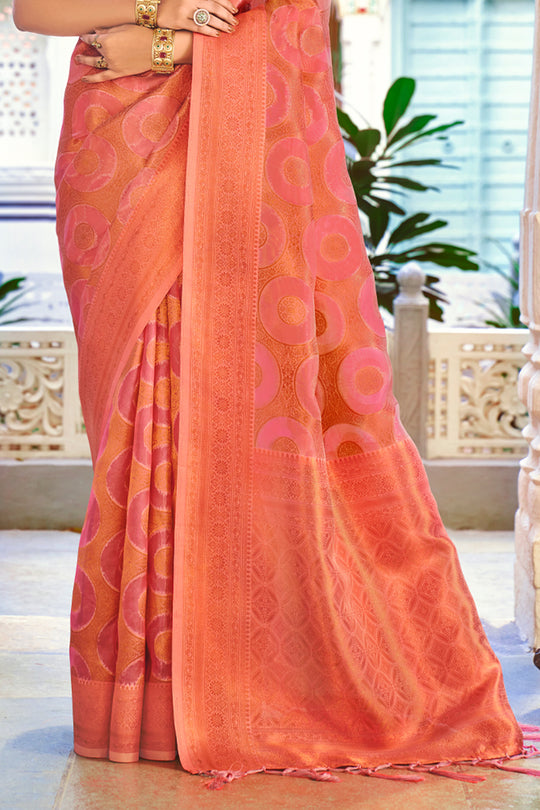 Thulian Pink Organza Saree