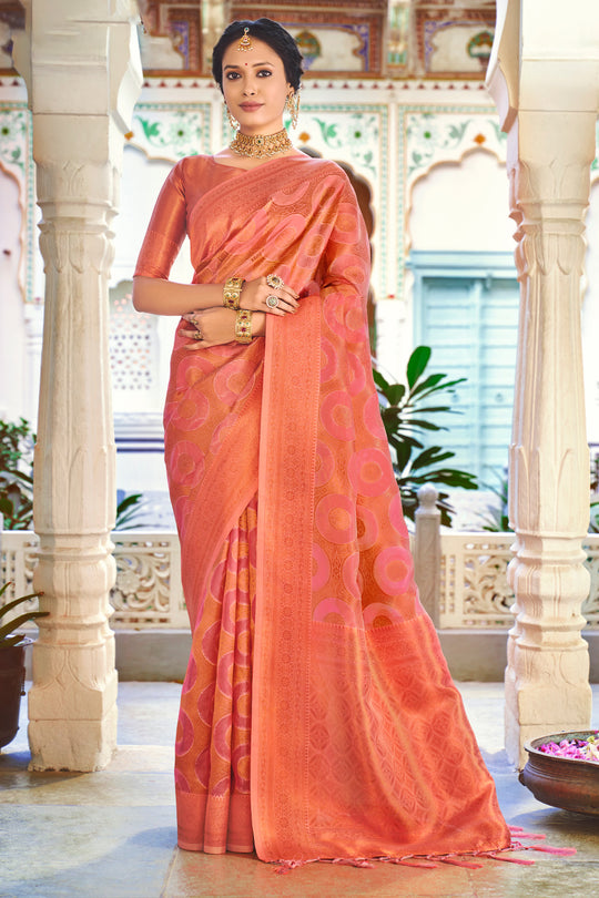 Thulian Pink Organza Saree