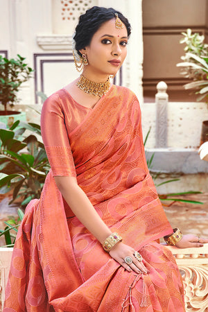 Thulian Pink Organza Saree