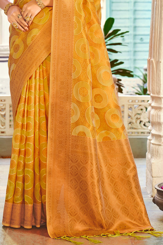 Turmeric Yellow Organza Saree