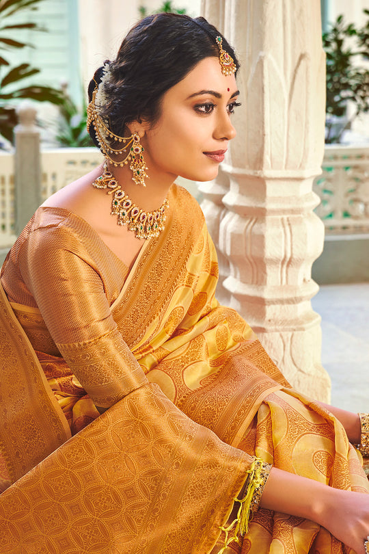 Turmeric Yellow Organza Saree