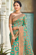 Sea Green Organza Saree