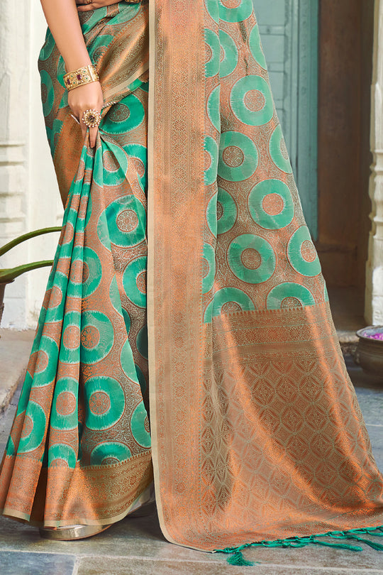Sea Green Organza Saree