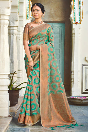 Sea Green Organza Saree