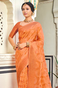 Cantaloupe Orange Organza Saree