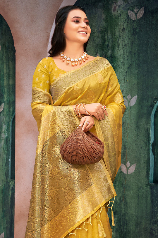 Turmeric Yellow Organza Saree