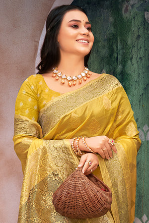 Turmeric Yellow Organza Saree