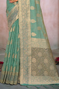 Mint Green Organza Saree