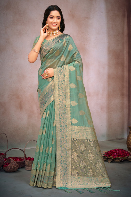 Mint Green Organza Saree