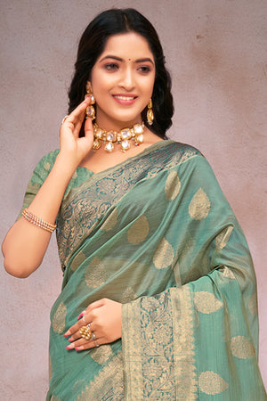 Mint Green Organza Saree