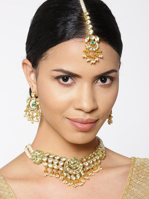 Chand Bali Kundan Flower Gold Plated Necklace and Set