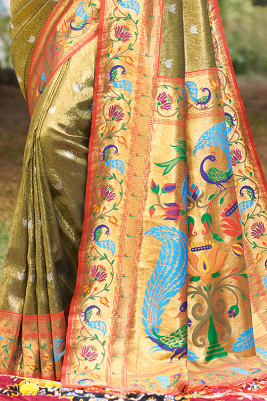Fern Green Paithani Saree
