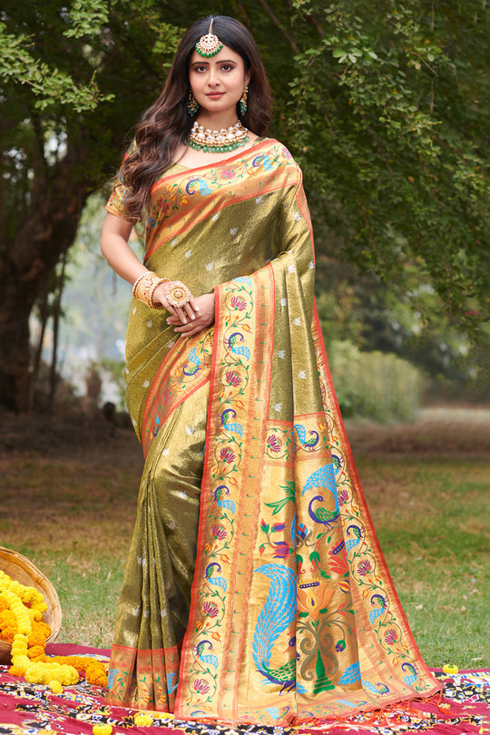 Fern Green Paithani Saree