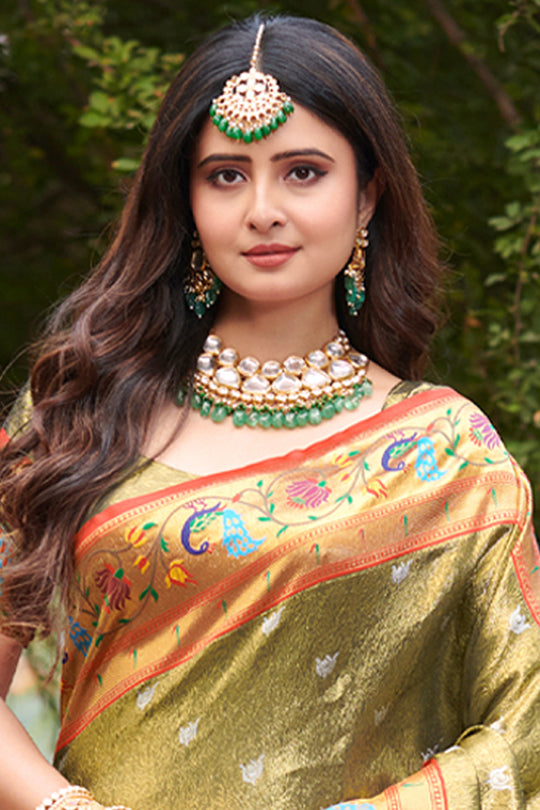 Fern Green Paithani Saree