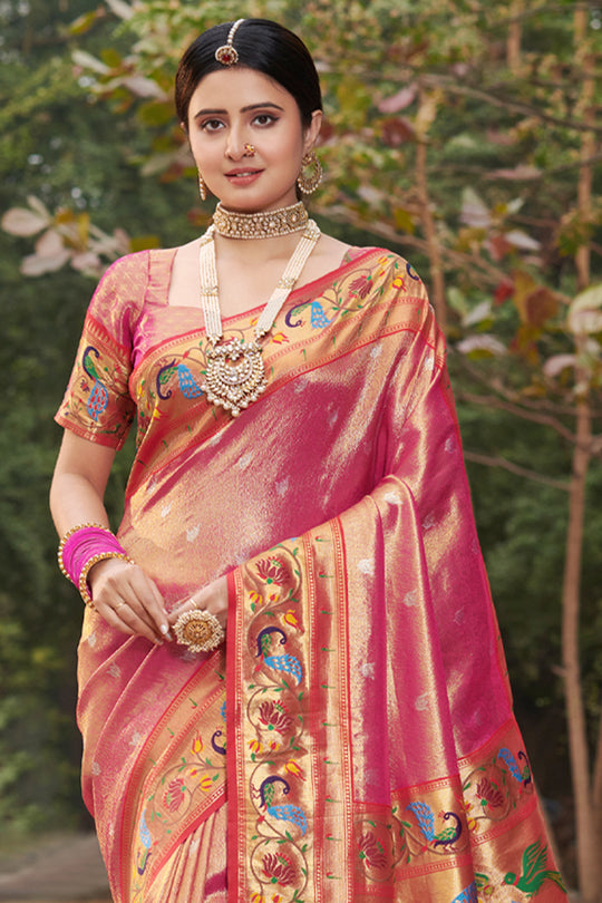 Taffy Pink Paithani Saree