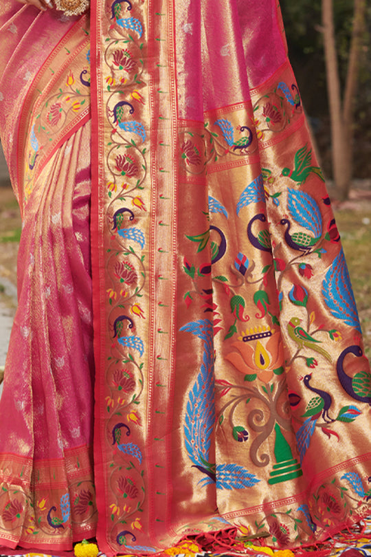 Taffy Pink Paithani Saree