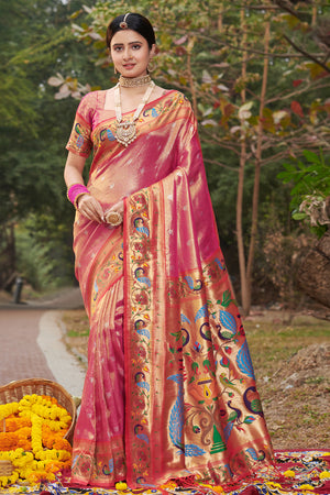 Taffy Pink Paithani Saree