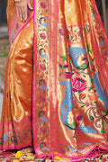 Shimmer Orange Paithani Saree