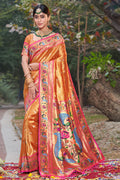 Shimmer Orange Paithani Saree