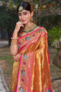 Shimmer Orange Paithani Saree