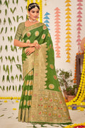 Forest Green Organza Saree