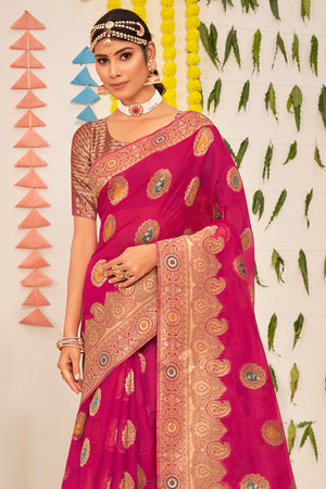 Deep Maroon Organza Saree