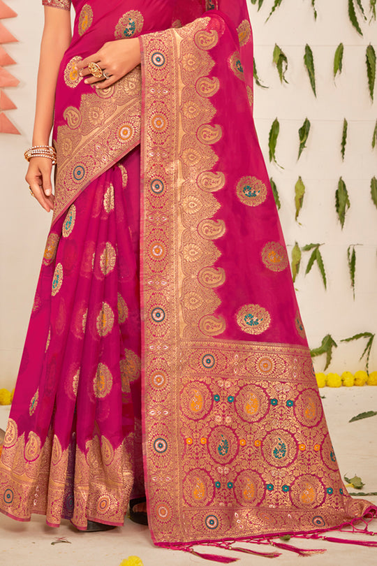 Deep Maroon Organza Saree